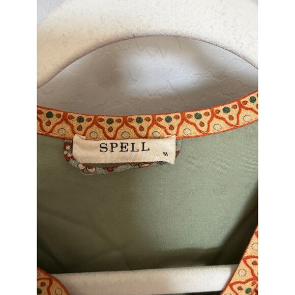 SPELL & THE GYPSY COLLECTIVE - LADY UNTAMED BUTTON DOWN MIDI DRESS -MATCHA - Med - Picture 8 of 10